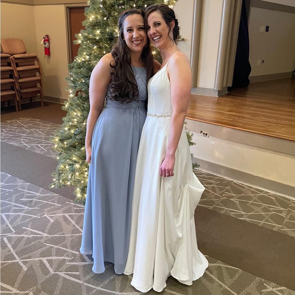 Azazie Dusty Blue Ginger Size 4 Formal Dress